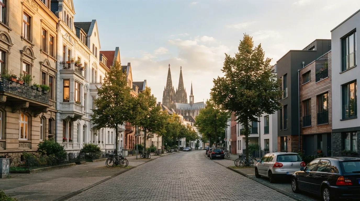Wohnstrasse in Köln mit sanierten Altbauten – Baufinanzierung in Köln