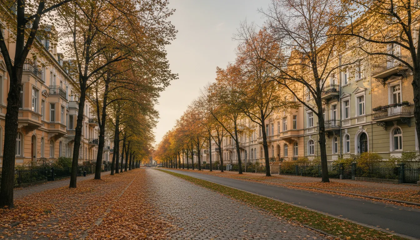 Sanierte Gründerzeit-Häuser in Leipzig im Herbstlicht – Bauzinsen und Anschlussfinanzierung nach dem EZB-Entscheid