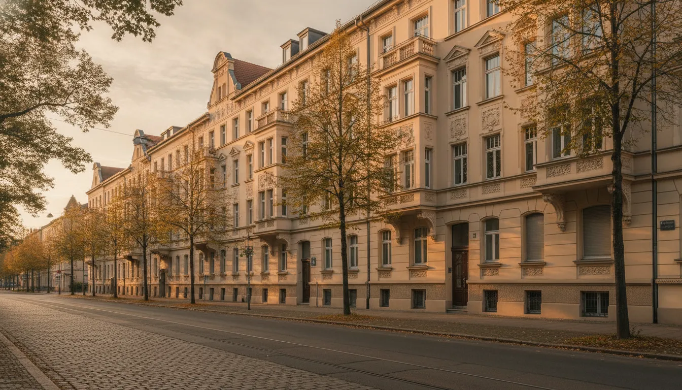 Gruenderzeit-Wohnhaeuser in einer Leipziger Wohnstrasse — steigende EZB-Zinsen treffen Immobilieneigentuemer in Leipzig 2026